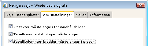 WAI-inställningar